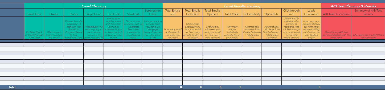 Email Marketing Calendar example 1