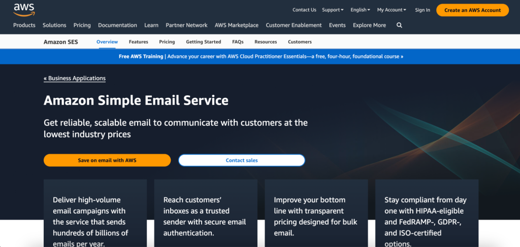 Bulk Cloud Email Service -  Simple Email Service - AWS