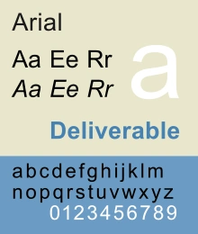 Arial font sample: letters and numbers