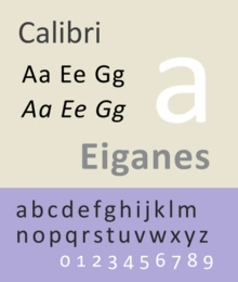Calibri font sample: letters and numbers