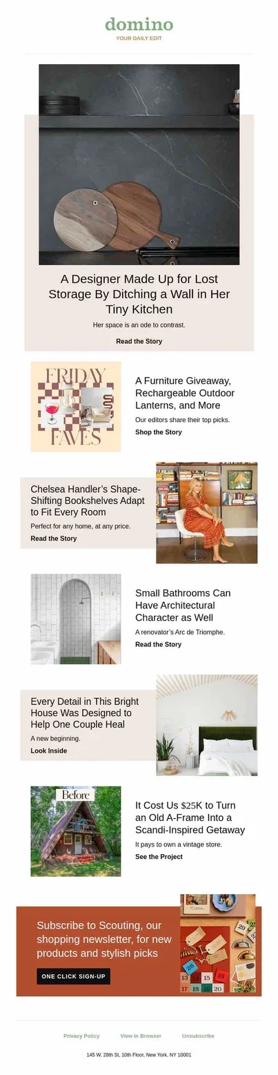 Domino email that promotes a catalogue of products