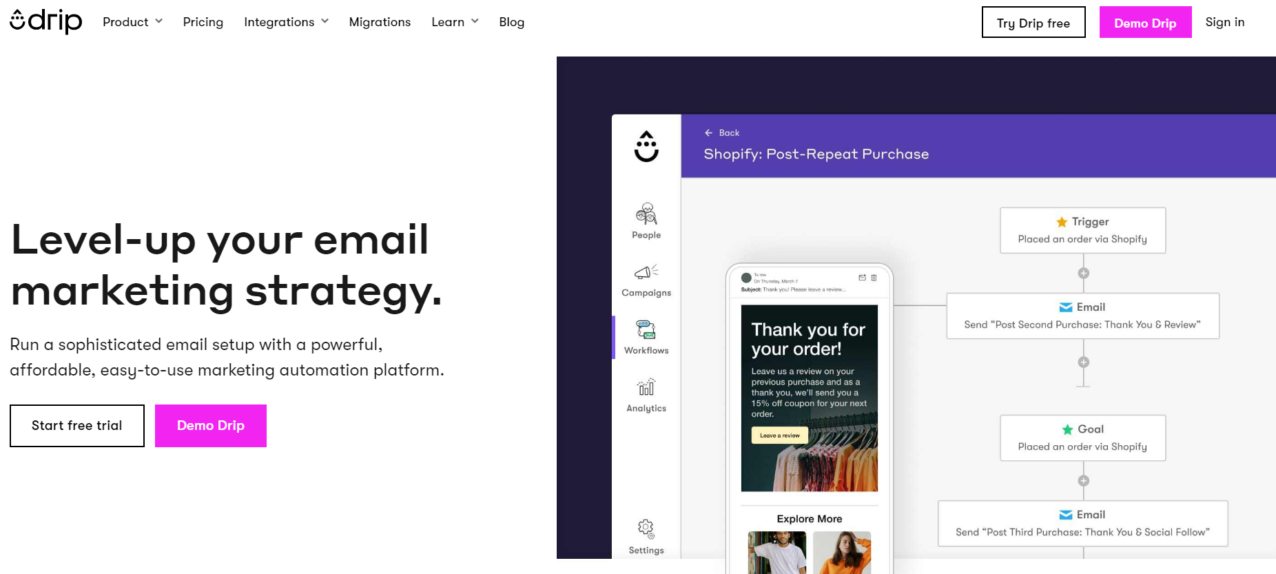 Drip homepage