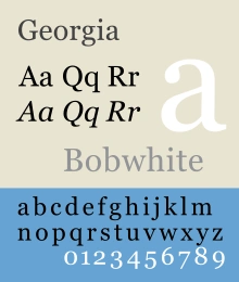 Georgia font sample: letters and numbers