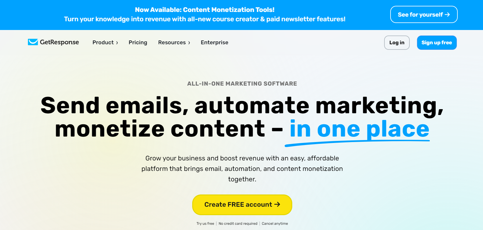GetResponse homepage