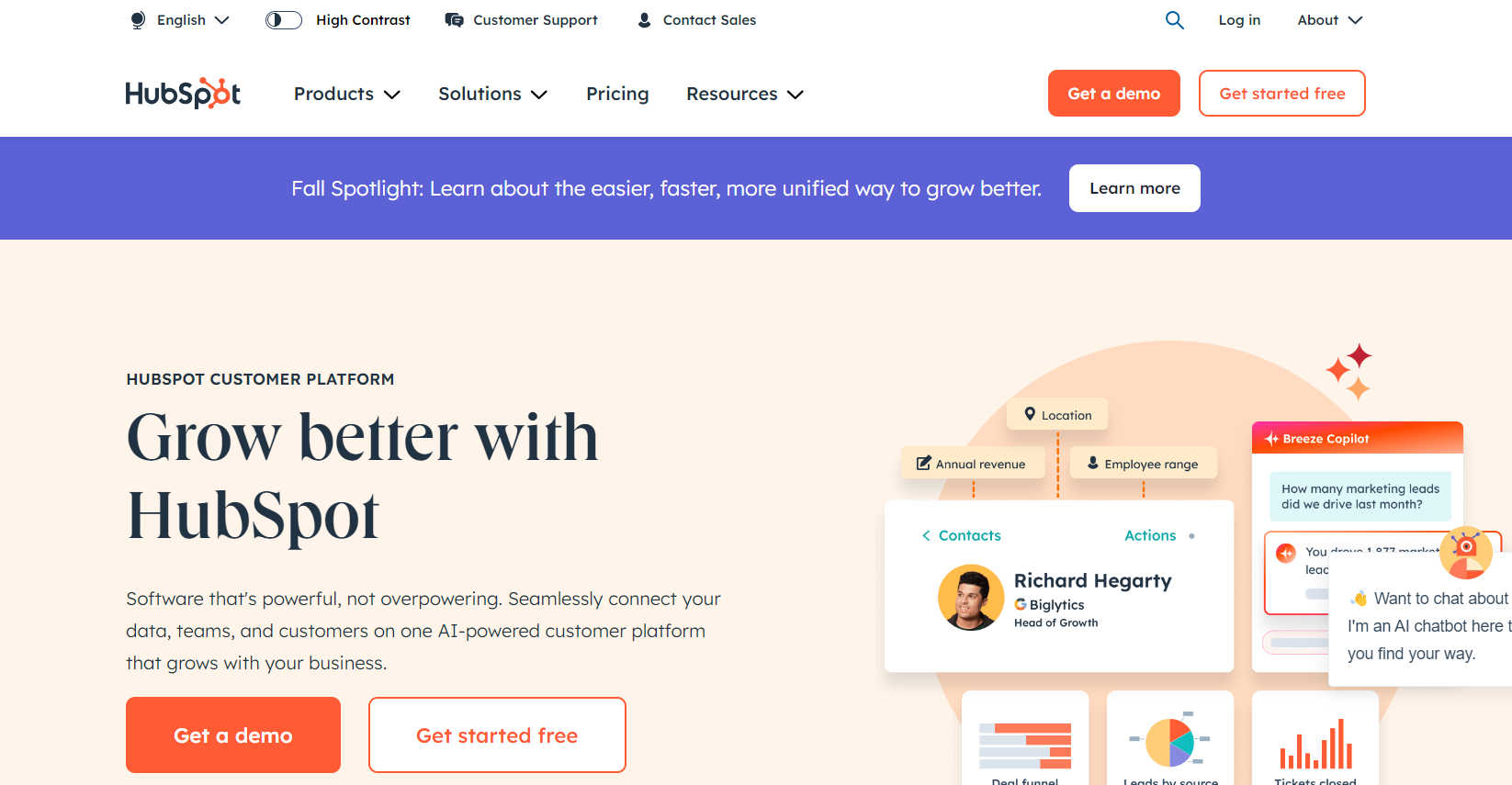 HubSpot homepage