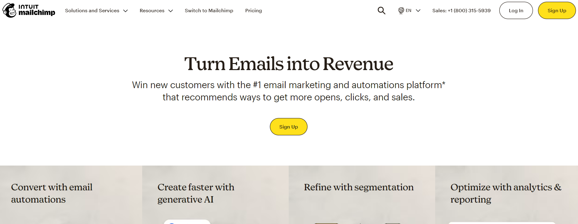 Mailchimp homepage