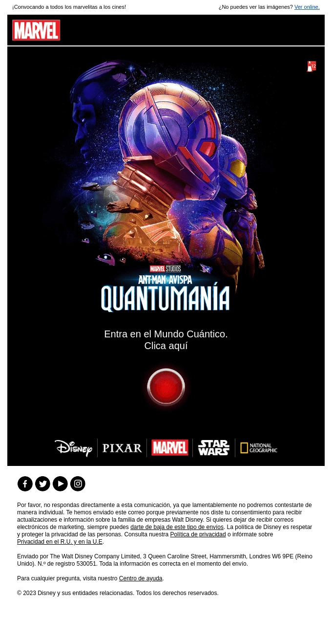 Marvel AMP email that provides information in real-time