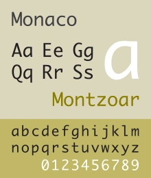 Monaco font sample: letters and numbers