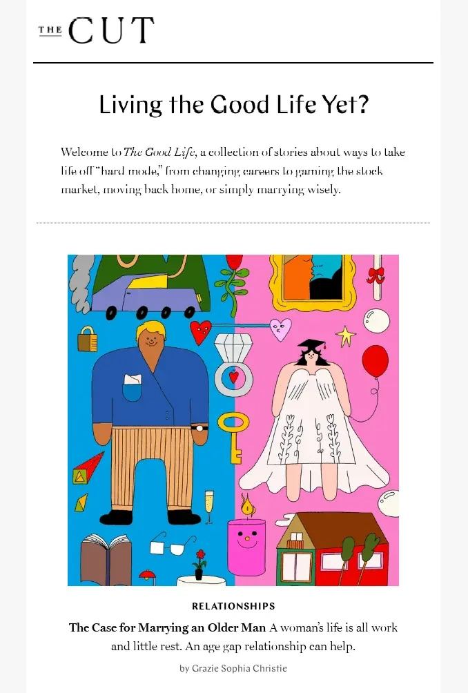 The Cut welcome email that is made in a humorous style