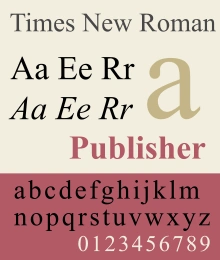 Times New Roman font sample: letters and numbers 