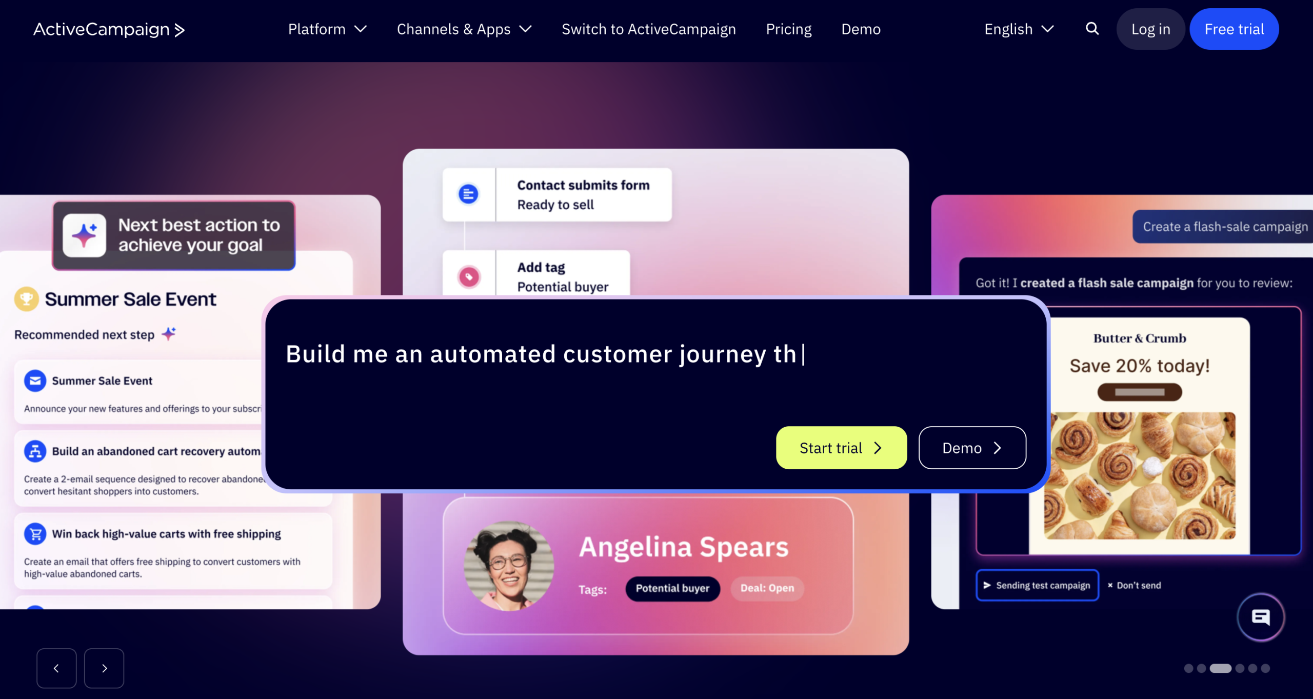 ActiveCampaign homepage