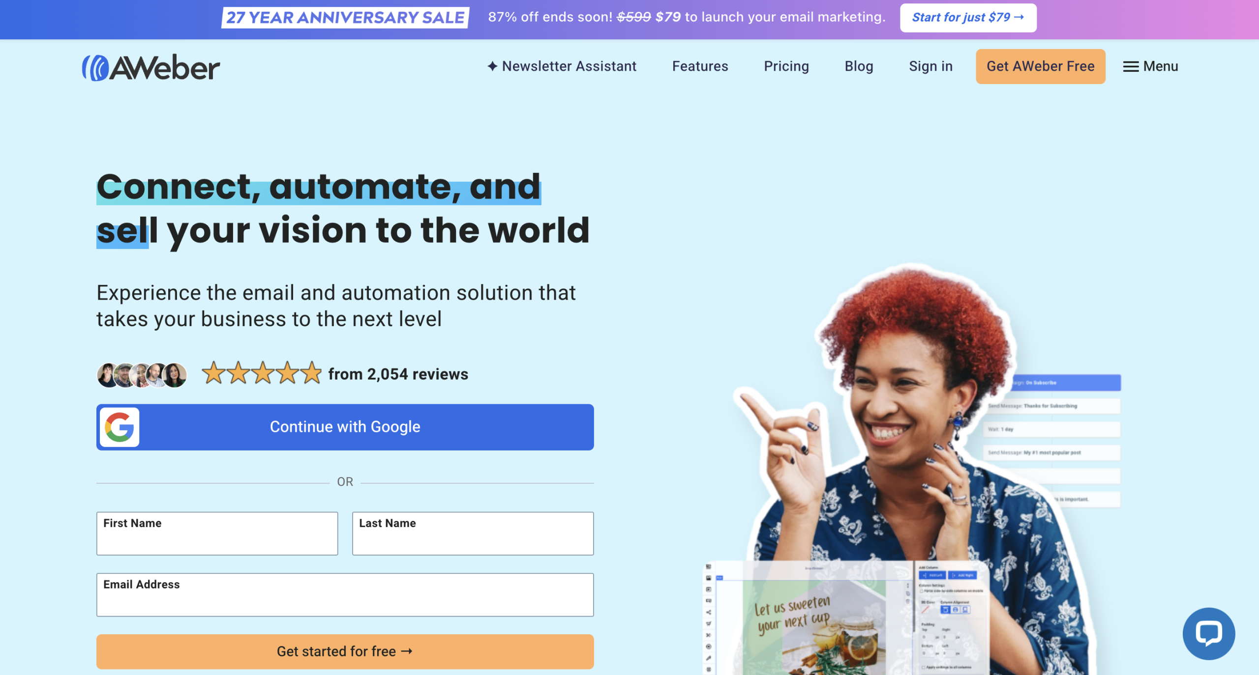 AWeber homepage