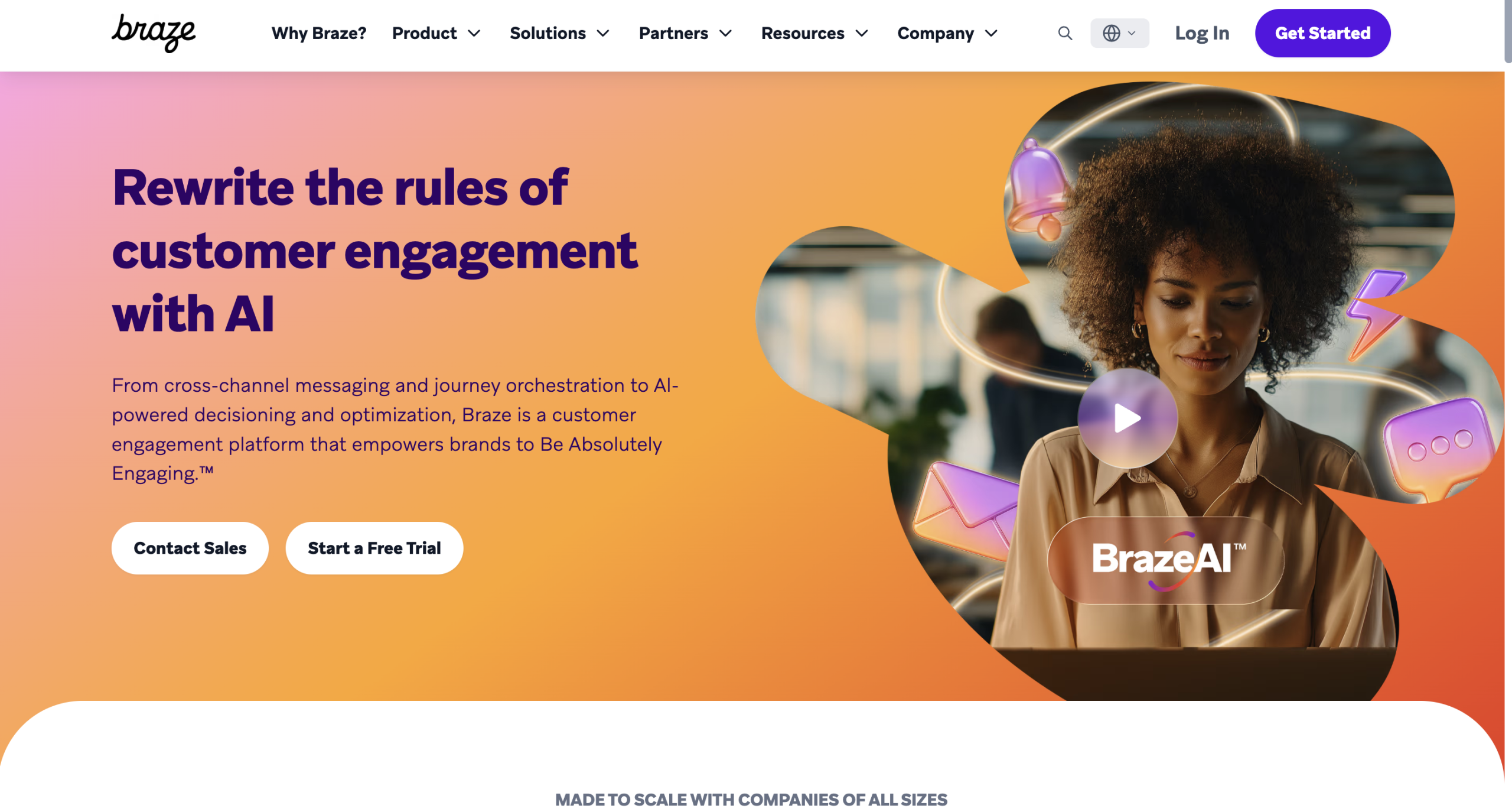 Braze homepage