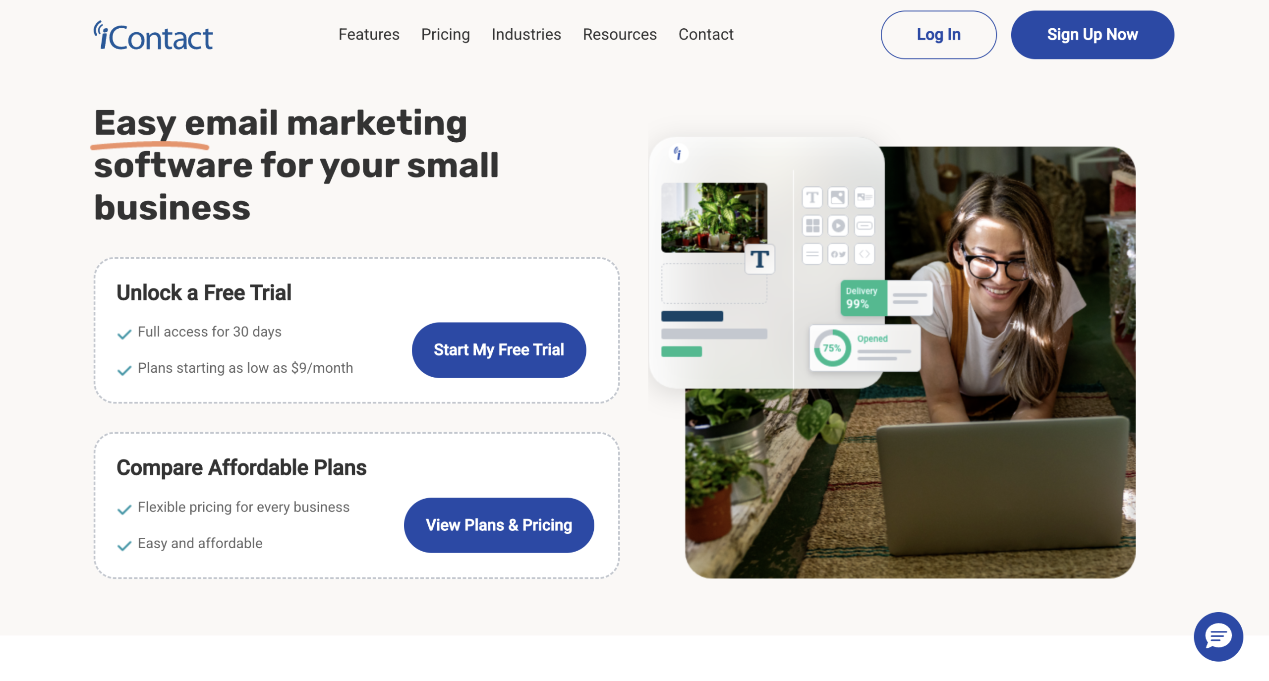 iContact homepage