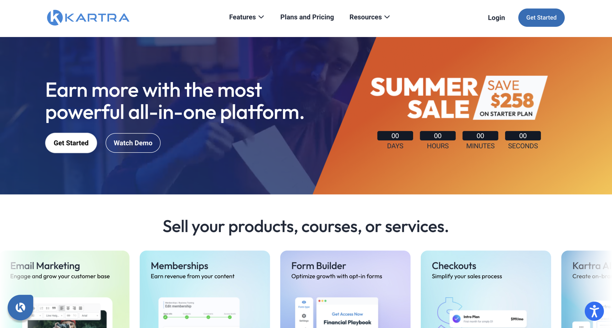 Kartra homepage