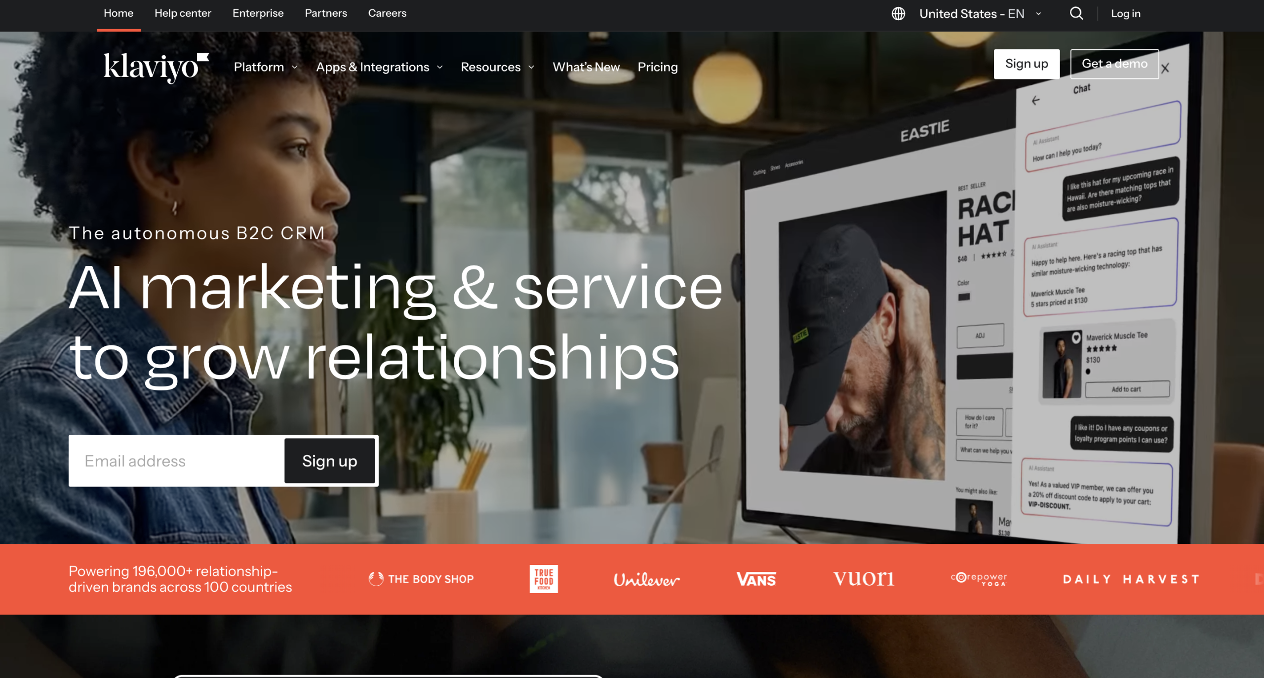 Klaviyo homepage