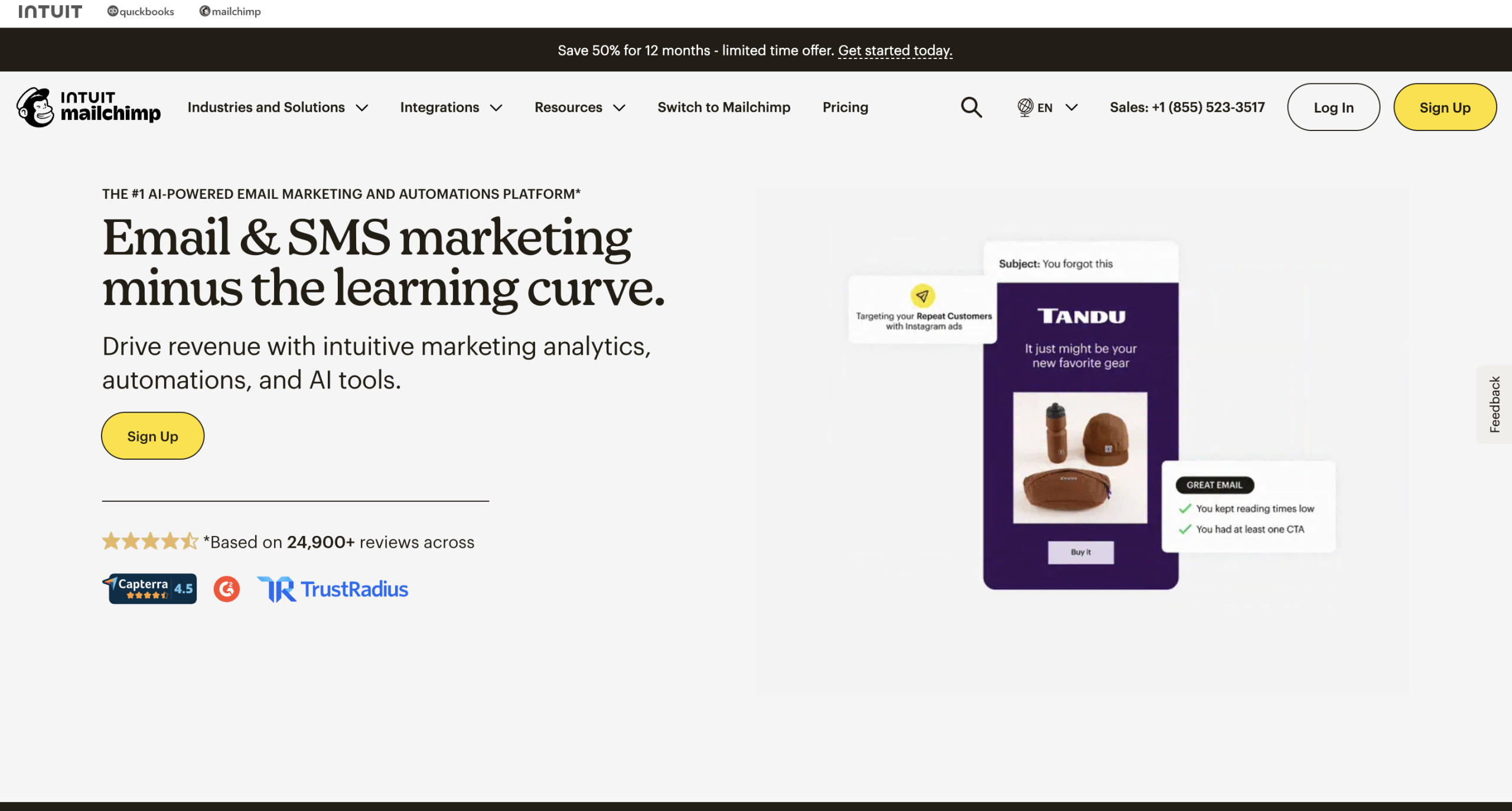 Mailchimp homepage