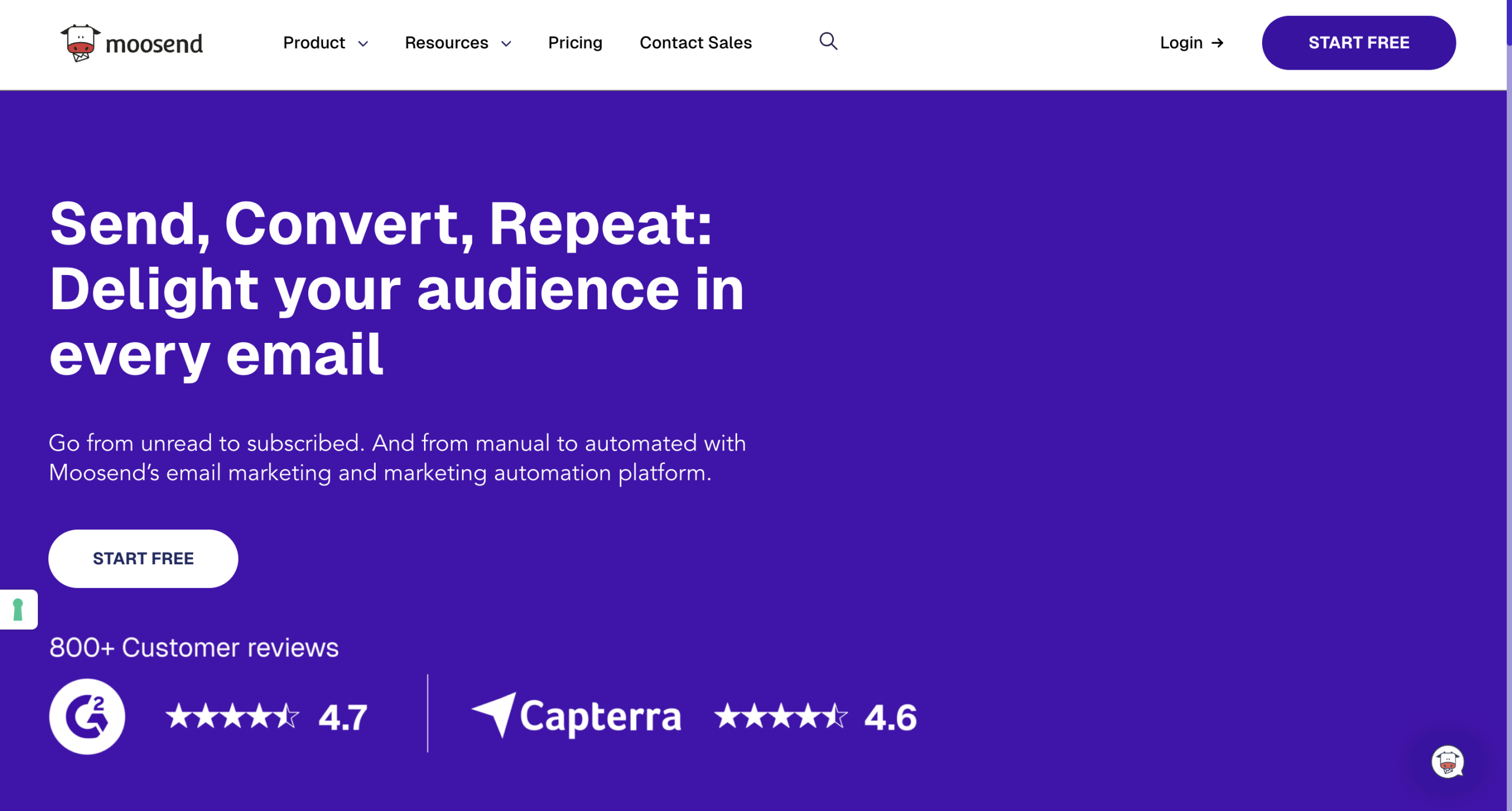 Moosend homepage