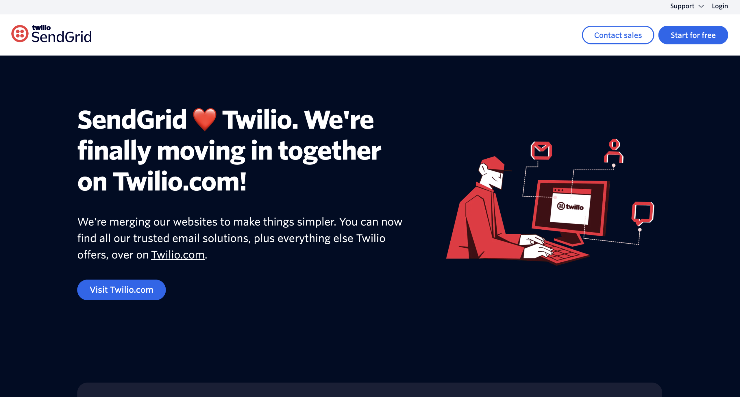Sendgrid homepage