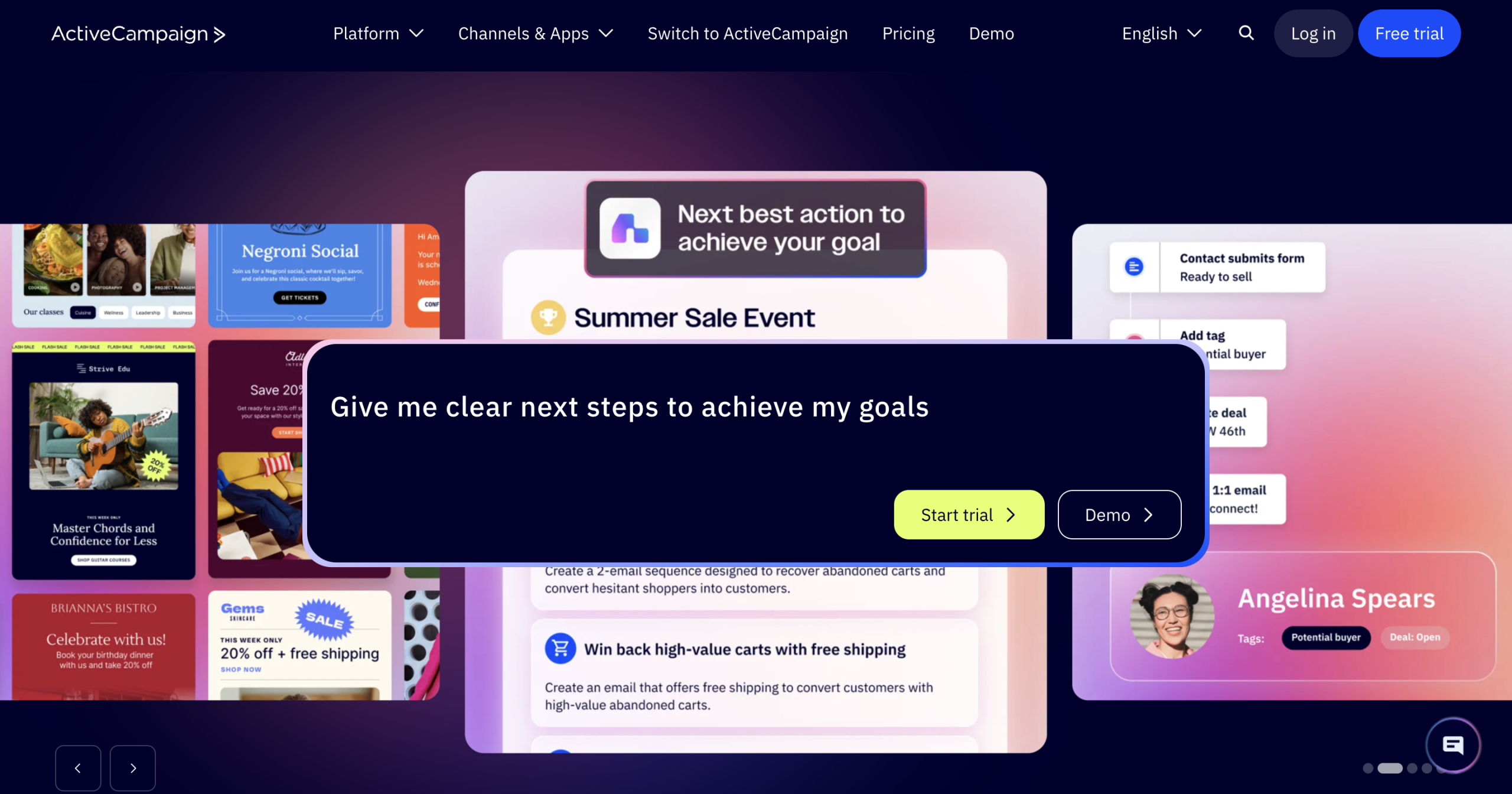 ActiveCampaign AI generation – subject lines, preheaders, layouts, images, and full automation sequences from a prompt.