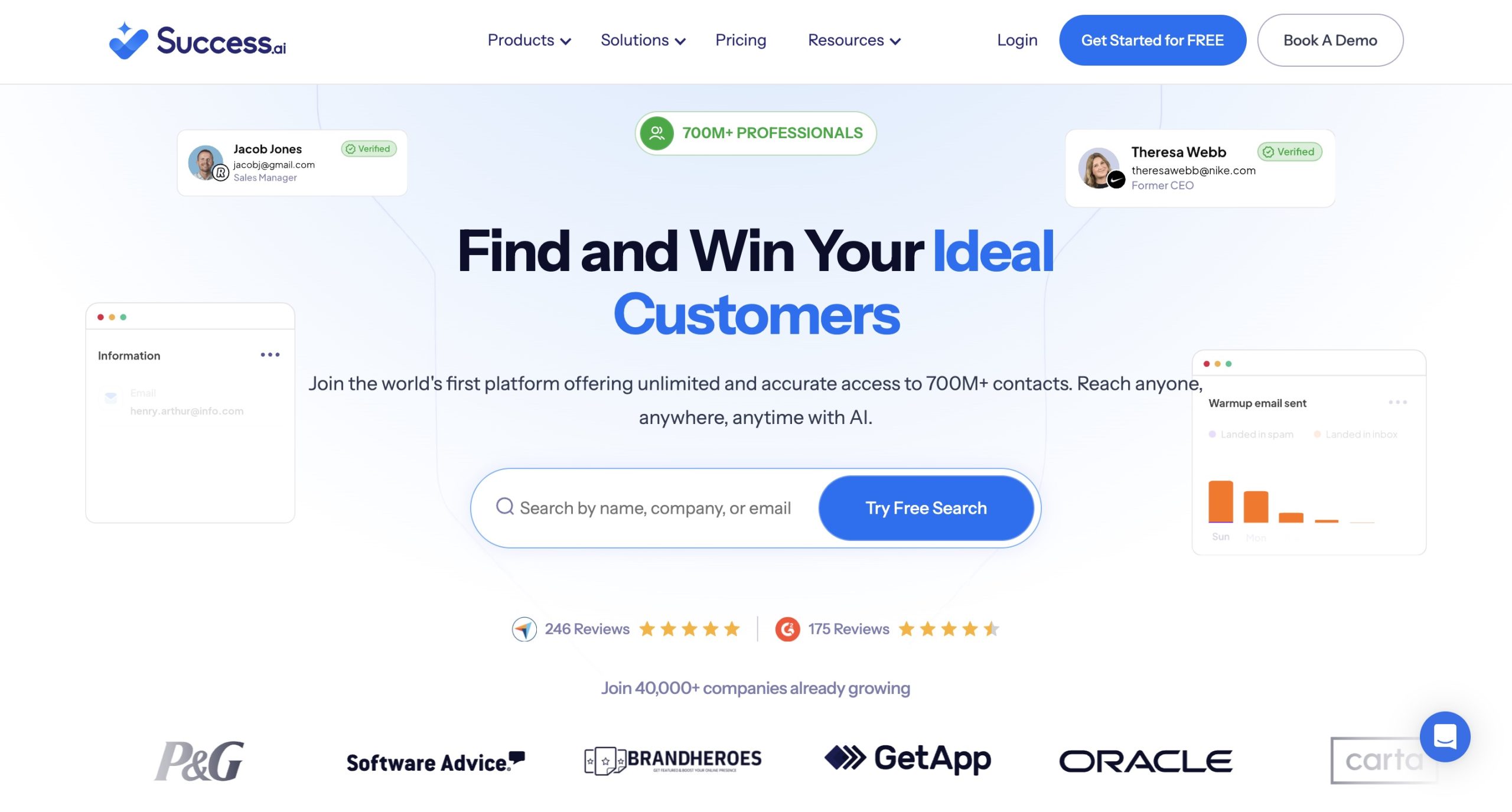 Success.ai AI writer – deliverability-aware copy generation using plan-based credits.